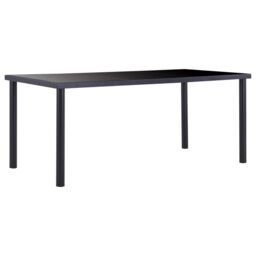 Berkfield Home Dining Table Black 180x90x75 cm Tempered Glass - Size: 180 x 90 x 75 cm - thumbnail 1
