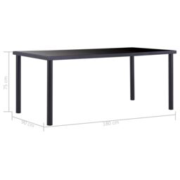 Berkfield Home Dining Table Black 180x90x75 cm Tempered Glass - Size: 180 x 90 x 75 cm - thumbnail 5