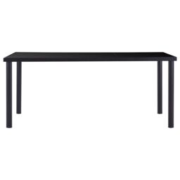 Berkfield Home Dining Table Black 180x90x75 cm Tempered Glass - Size: 180 x 90 x 75 cm - thumbnail 2