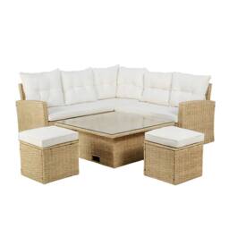 Home Garden Direct St. Tropez Garden Corner Sofa with Rising Table - Premium Natural Rattan Furniture Set - thumbnail 4