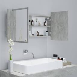 Berkfield Home LED Bathroom Mirror Cabinet Concrete Grey 90x12x45 cm - Size: 90 x 12 x 45 cm - thumbnail 6