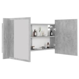 Berkfield Home LED Bathroom Mirror Cabinet Concrete Grey 90x12x45 cm - Size: 90 x 12 x 45 cm - thumbnail 7