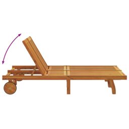 Berkfield Home Double Sun Lounger with Wheels & Cushion - Solid Acacia Wood - thumbnail 7