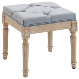 HOMCOM Vintage Foot Stool with Wood Legs, Light Grey - thumbnail 2