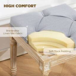 HOMCOM Vintage Foot Stool with Wood Legs, Light Grey - thumbnail 6