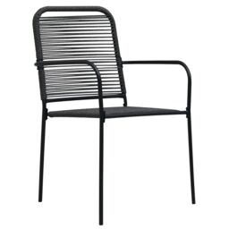 Berkfield Home 5 Piece Garden Dining Set Black Cotton Rope & Steel - thumbnail 6