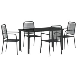 Berkfield Home 5 Piece Garden Dining Set Black Cotton Rope & Steel - thumbnail 2