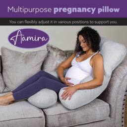 Aamira Light Grey Pregnancy Maternity Pillow, 140x70x20cm J Shaped Memory Foam - Size: 140 x 70 x 20 cm - thumbnail 9