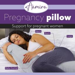 Aamira Light Grey Pregnancy Maternity Pillow, 140x70x20cm J Shaped Memory Foam - Size: 140 x 70 x 20 cm - thumbnail 2