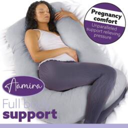 Aamira Light Grey Pregnancy Maternity Pillow, 140x70x20cm J Shaped Memory Foam - Size: 140 x 70 x 20 cm - thumbnail 6