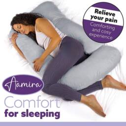 Aamira Light Grey Pregnancy Maternity Pillow, 140x70x20cm J Shaped Memory Foam - Size: 140 x 70 x 20 cm - thumbnail 7