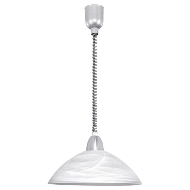 Loops Pendant Light Silver Satin Nickel Shade White Glass Alabaster Bulb E27 1x60W in Metallics - image 1