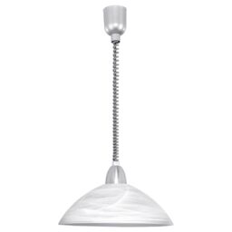 Loops Pendant Light Silver Satin Nickel Shade White Glass Alabaster Bulb E27 1x60W in Metallics
