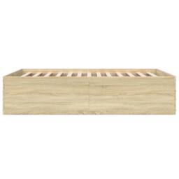 Berkfield Home Modern Bed Frame without Mattress Sonoma Oak 120x200 cm in Natural - Size: Small Double - thumbnail 5