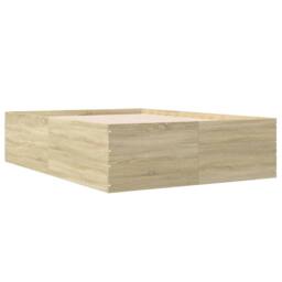 Berkfield Home Modern Bed Frame without Mattress Sonoma Oak 120x200 cm in Natural - Size: Small Double - thumbnail 1