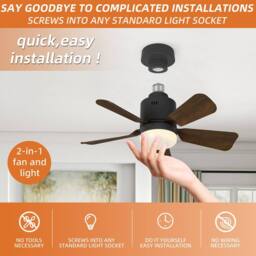 NIVOR E27 Socket LED Ceiling Fan Light Dimmable 4 Speed 3 CCT Remote 45cm in Dark Brown - thumbnail 3