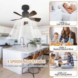 NIVOR E27 Socket LED Ceiling Fan Light Dimmable 4 Speed 3 CCT Remote 45cm in Dark Brown - thumbnail 5