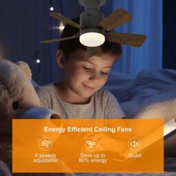 NIVOR E27 Socket LED Ceiling Fan Light Dimmable 4 Speed 3 CCT Remote 45cm in Dark Brown - thumbnail 6