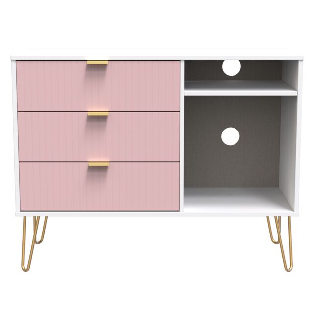 Ready Assembled 2 U Bexley 3 Drawer TV Unit (Ready Assembled) in Pink - image 1
