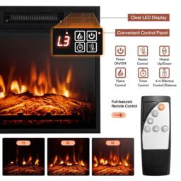 Gymax Fireplace TV Stand for TVs up to 55 Inches With 1400W Electric Fireplace Insert in White - thumbnail 5
