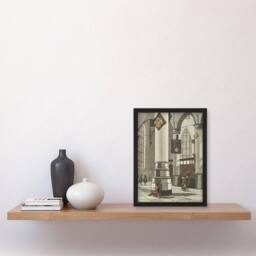 Artery8 Cornelis Ploos van Amstel Gothic Church Interior Framed Wall Art Print in Grey - Size: A4 - thumbnail 4