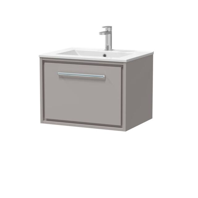 Balterley Bathroom Wall Hung Single Soft-Close Drawer Vanity Unit, Grey, 600mm in Grey - image 1