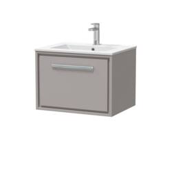 Balterley Bathroom Wall Hung Single Soft-Close Drawer Vanity Unit, Grey, 600mm in Grey - thumbnail 1