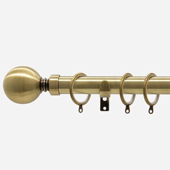 New Edge Blinds Antqiue Brass 28mm Ball Fixed Length Metal Curtain Pole in Bronze - Size: 50 cm - image 1