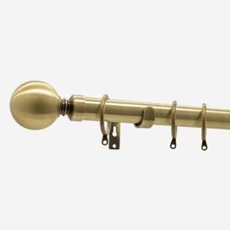 New Edge Blinds Antqiue Brass 28mm Ball Fixed Length Metal Curtain Pole in Bronze - Size: 50 cm - thumbnail 2