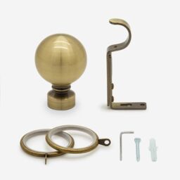 New Edge Blinds Antqiue Brass 28mm Ball Fixed Length Metal Curtain Pole in Bronze - Size: 50 cm - thumbnail 3