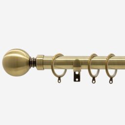 New Edge Blinds Antqiue Brass 28mm Ball Fixed Length Metal Curtain Pole in Bronze - Size: 50 cm