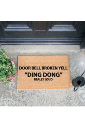 Artsy Mats Yell Ding Dong Doormat - Regular 60x40cm in Black - Size: 40 cm x 60 cm - thumbnail 2