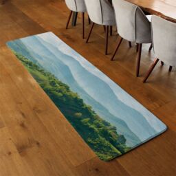 Benjamin Tate Design Grassy field & rolling hills. rural scenery Designer Runner Rug in Natural - Size: 67 cm x 230 cm - thumbnail 3