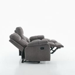 FURNITURE ONE Manual Recliner Sofa, 3 Seater Fabric Upholstery Recliner Sofa in Grey - thumbnail 2