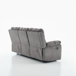 FURNITURE ONE Manual Recliner Sofa, 3 Seater Fabric Upholstery Recliner Sofa in Grey - thumbnail 3