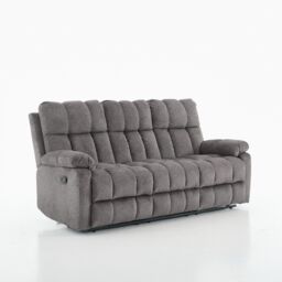 FURNITURE ONE Manual Recliner Sofa, 3 Seater Fabric Upholstery Recliner Sofa in Grey - thumbnail 5