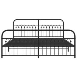 Berkfield Home Metal Bed Frame without Mattress with Footboard Black 183x213cm - Size: 183x213 cm - thumbnail 4