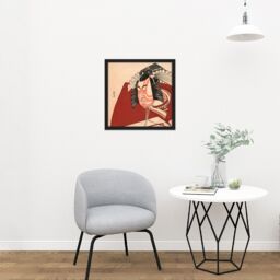 "Artery8 Wall Art Print Shunko Kabuki Actor Danjuro Shibaraku Performance Painting Square Framed Picture 16X16 Inch in Black - Size: W16"" x H16""" - thumbnail 2