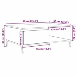 Berkfield Home Traditional Coffee Table Black oak 90 x 60 x 35 cm Engineered wood - thumbnail 8