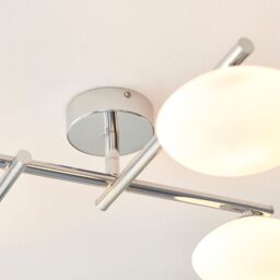 Loops Polished Chrome Semi Flush Bathroom Ceiling Light & Opal Glass Shade - Four Bulb in Clear - thumbnail 5