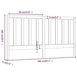 Berkfield Home Bed Headboard Black 206x4x100 cm Solid Wood Pine - Size: 206 x 4 x 100 cm - thumbnail 6