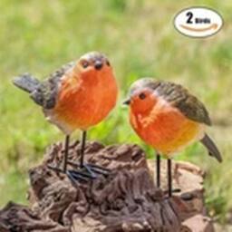 EONLION 1 Pair Resin Robin Birds Outdoor Decor Bird Statues Lifelike Patio