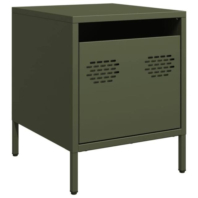 Berkfield Home Bedside Cabinet¬†Olive Green 35x39x43.5 cm Steel - image 1