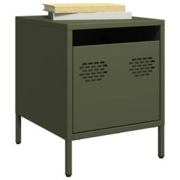 Berkfield Home Bedside Cabinet¬†Olive Green 35x39x43.5 cm Steel - thumbnail 2