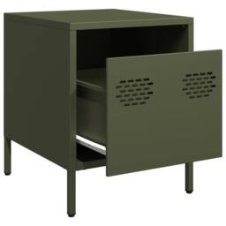Berkfield Home Bedside Cabinet¬†Olive Green 35x39x43.5 cm Steel - thumbnail 4