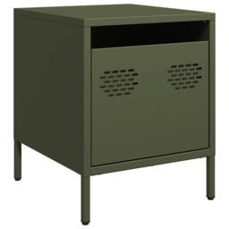 Berkfield Home Bedside Cabinet¬†Olive Green 35x39x43.5 cm Steel - thumbnail 1