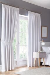 Fusion 'Dijon' Thermal & Blackout Fully Lined Pencil Pleat Curtains in White - Size: 168 cm width x 137 cm drop - thumbnail 1