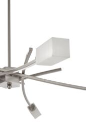 Orsina 5 Frosted Glass Shade Pendant Lamp, Silver Finish Iron Frame Light, Contemporary Luxe Ceiling Fixture - thumbnail 5