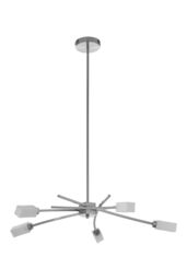 Orsina 5 Frosted Glass Shade Pendant Lamp, Silver Finish Iron Frame Light, Contemporary Luxe Ceiling Fixture - thumbnail 3