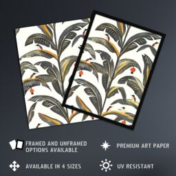 "Artery8 Palm Leaves Birds Tropical Pattern Botanical Wall Art Print in Green - Size: W24"" x H32""" - thumbnail 2